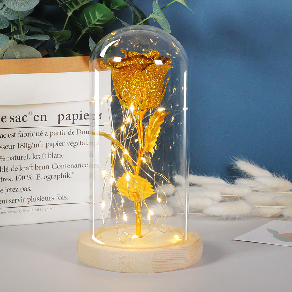 Rose Éternelle Lumineuse sous Cloche – Cadeau Romantique LED