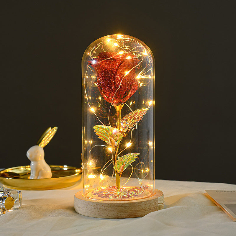 Rose Éternelle Lumineuse sous Cloche – Cadeau Romantique LED