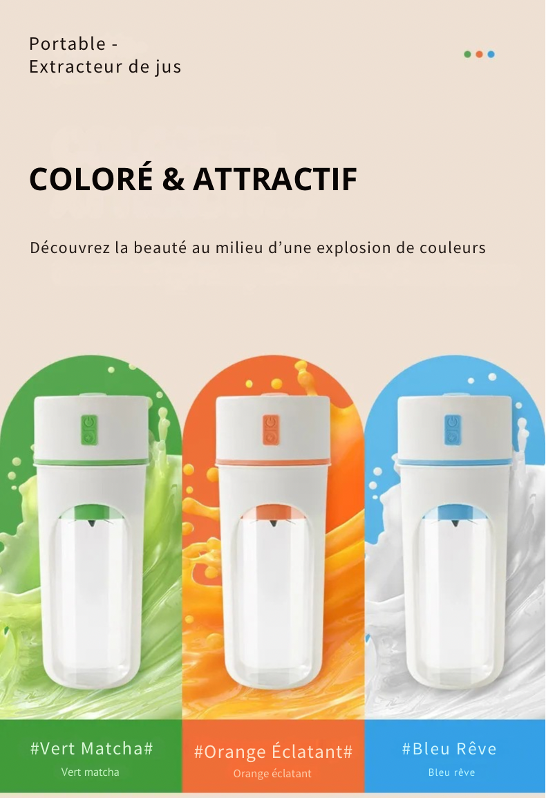 Mixeur Portable USB – Blender & Presse-Agrumes Sans Fil