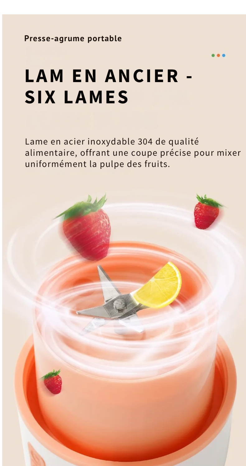 Mixeur Portable USB – Blender & Presse-Agrumes Sans Fil