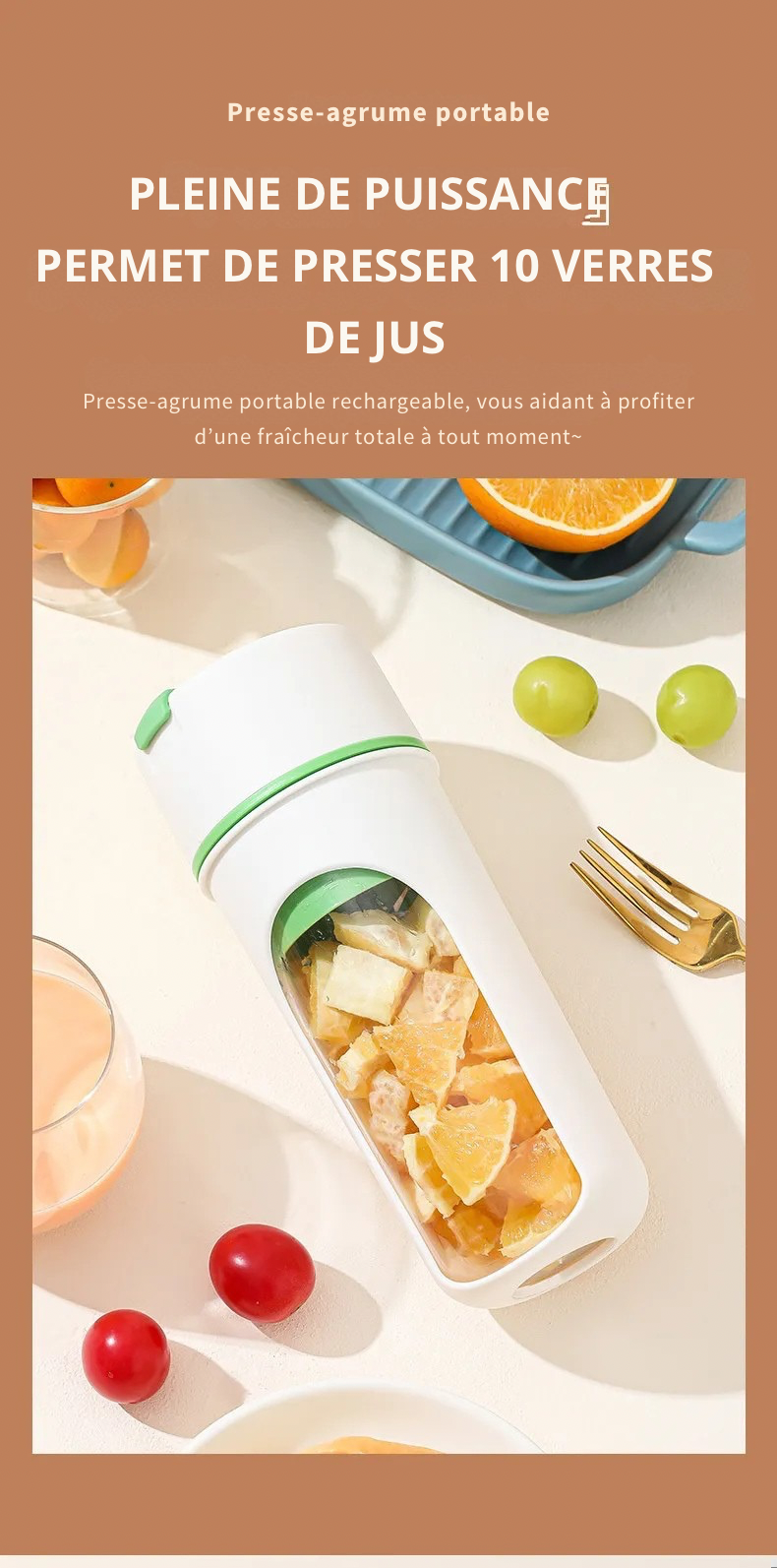 Mixeur Portable USB – Blender & Presse-Agrumes Sans Fil