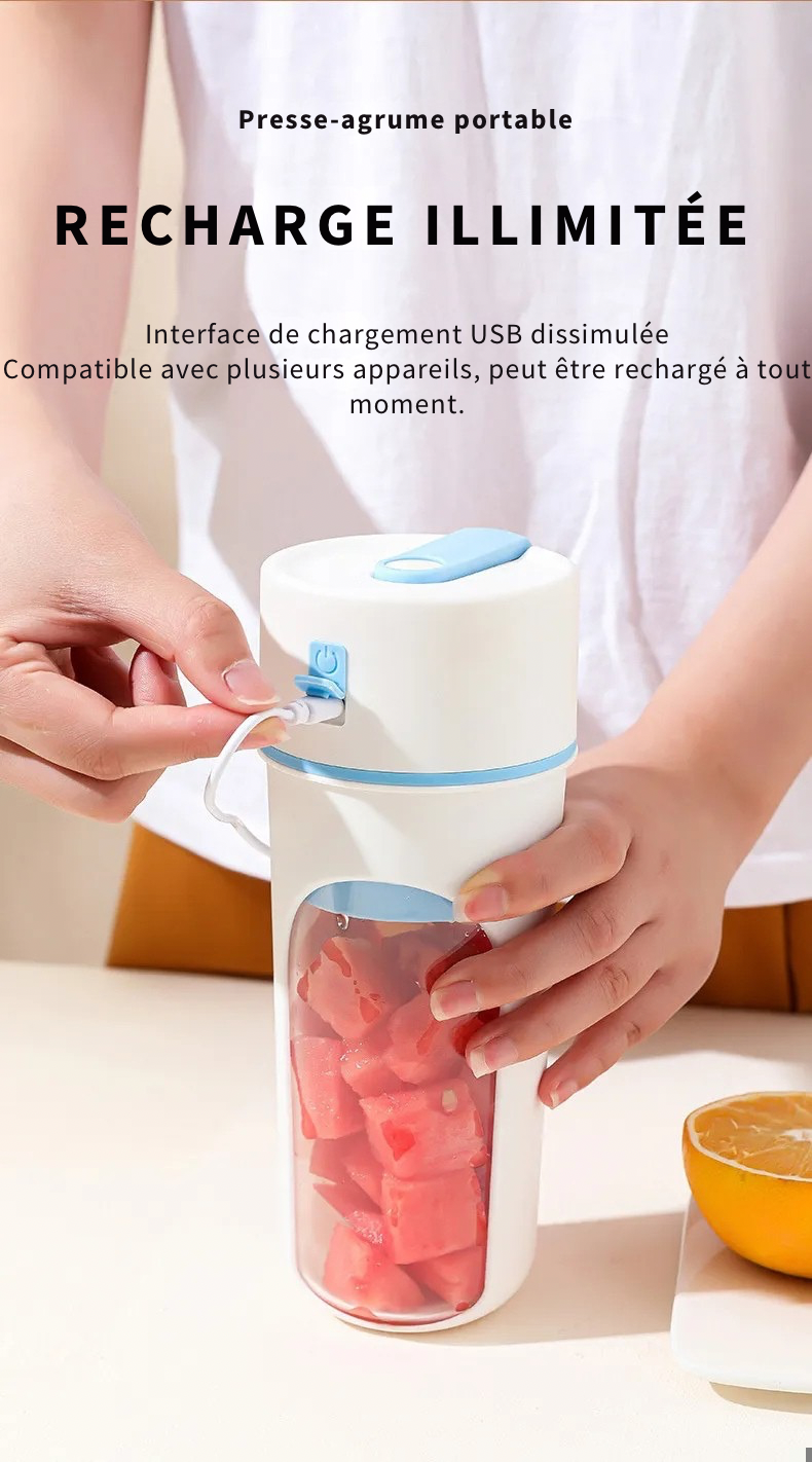 Mixeur Portable USB – Blender & Presse-Agrumes Sans Fil