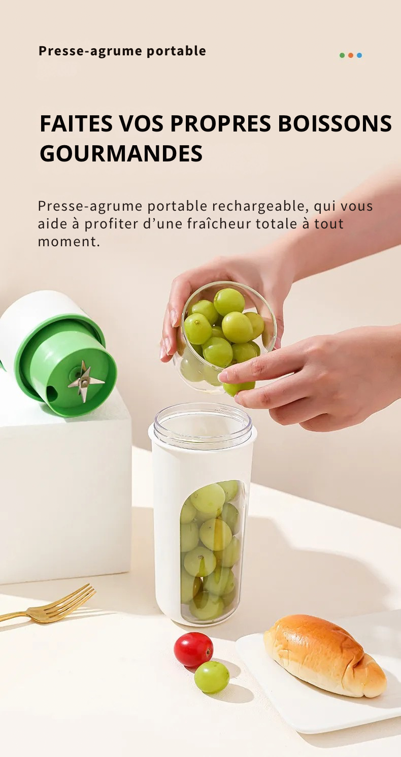 Mixeur Portable USB – Blender & Presse-Agrumes Sans Fil