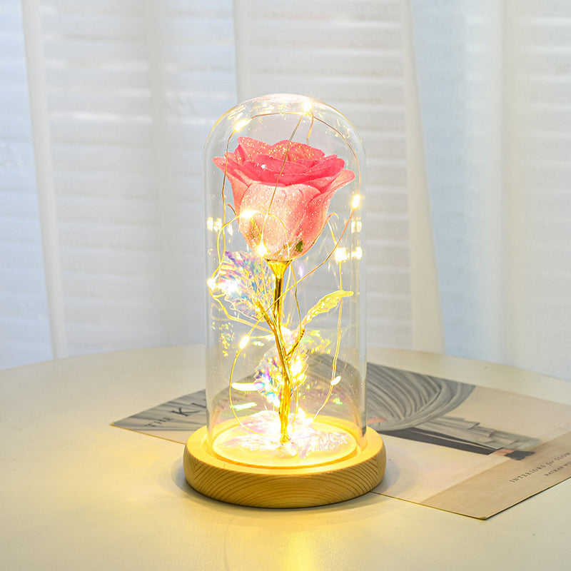 Rose Éternelle Lumineuse sous Cloche – Cadeau Romantique LED