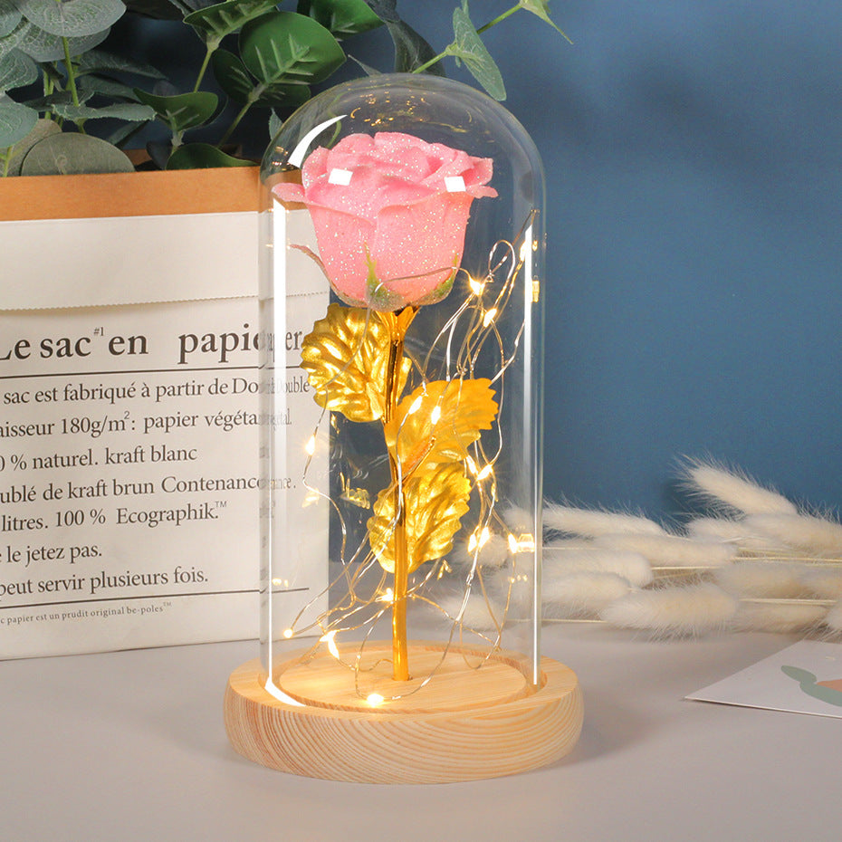 Rose Éternelle Lumineuse sous Cloche – Cadeau Romantique LED